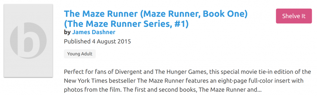 Search result for "The Maze Runner (Maze Runner, Book One) (The Maze Runner Series, #1)"